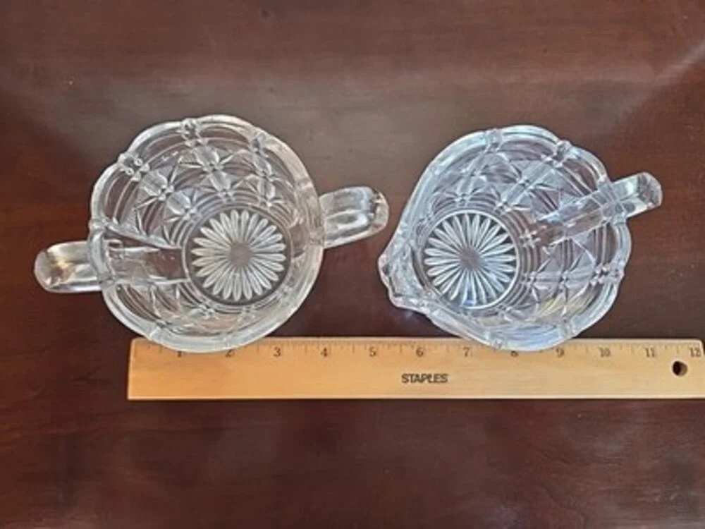 Antique Creamer & Sugar 1920's Roman Cross  Rare